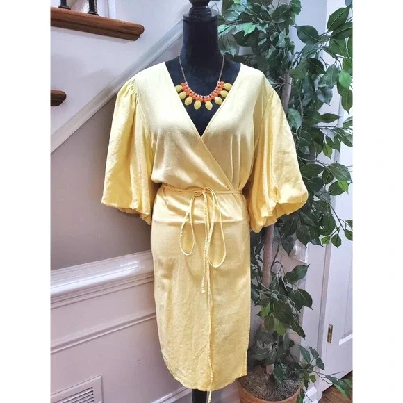 Old Navy | Dresses | Old Navy Wrap Yellow Solid Linen Vneck 34 Sleeve Knee Length Dress Size 4x | Poshmark Old Navy | Dresses | Old Navy Wrap Yellow Solid Linen Vneck 34 Sleeve Knee Length Dress Size 4x | Poshmark